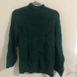 Green fuzzy mock neck sweater